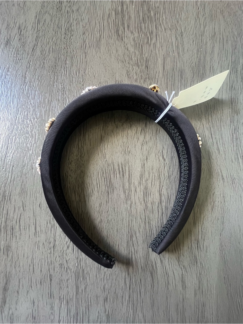 Black Padded Pearl-Accent Headband